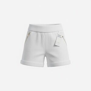 Miss Capri White Stretch Shorts L/XL Gold Zipper Cuffed Hem Cotton Blend NWT